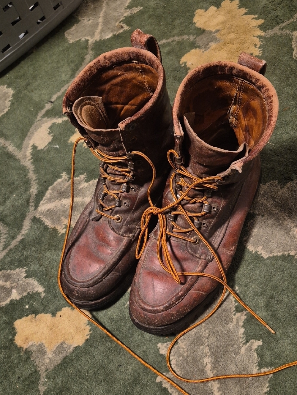 Men's Brown Leather Lace-Up Work Boots - Rugged Outdoor Style